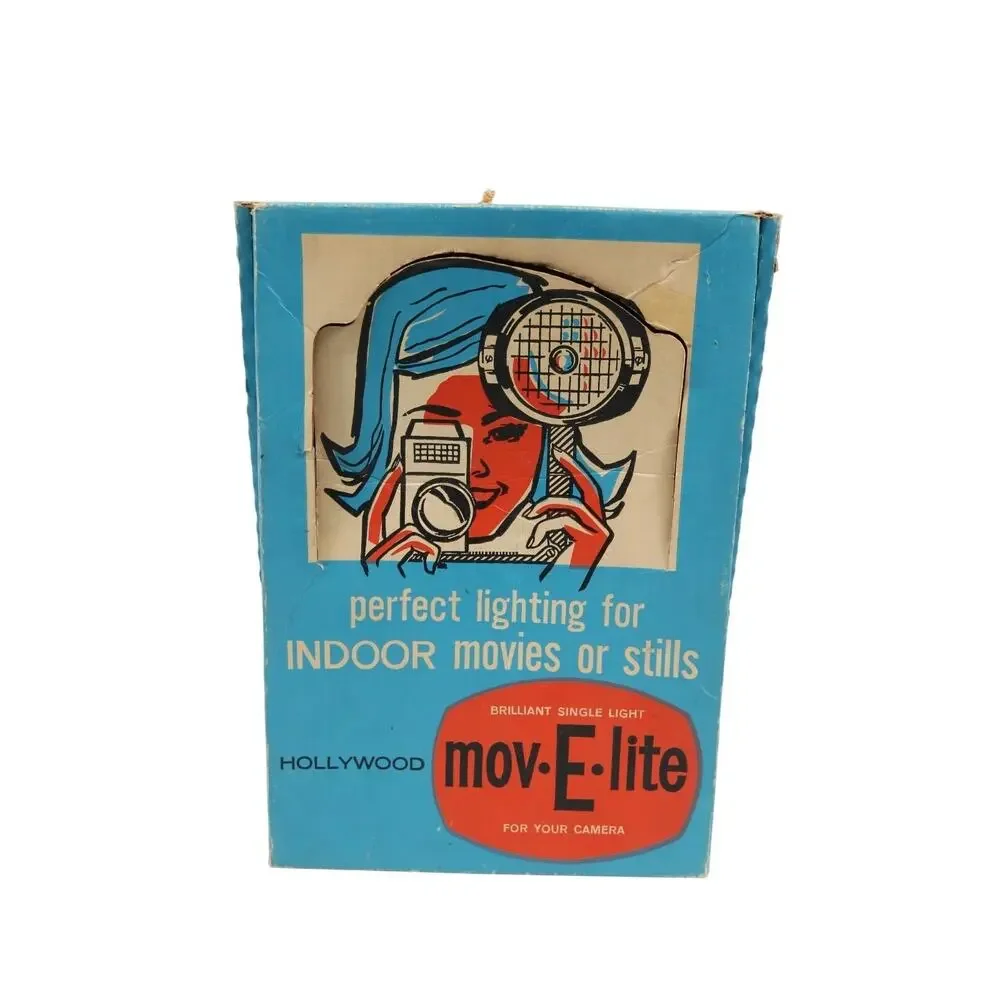 Vintage Hollywood Mov-E-Lite Single Light For Indoor Movies/Stills W/Original Bo